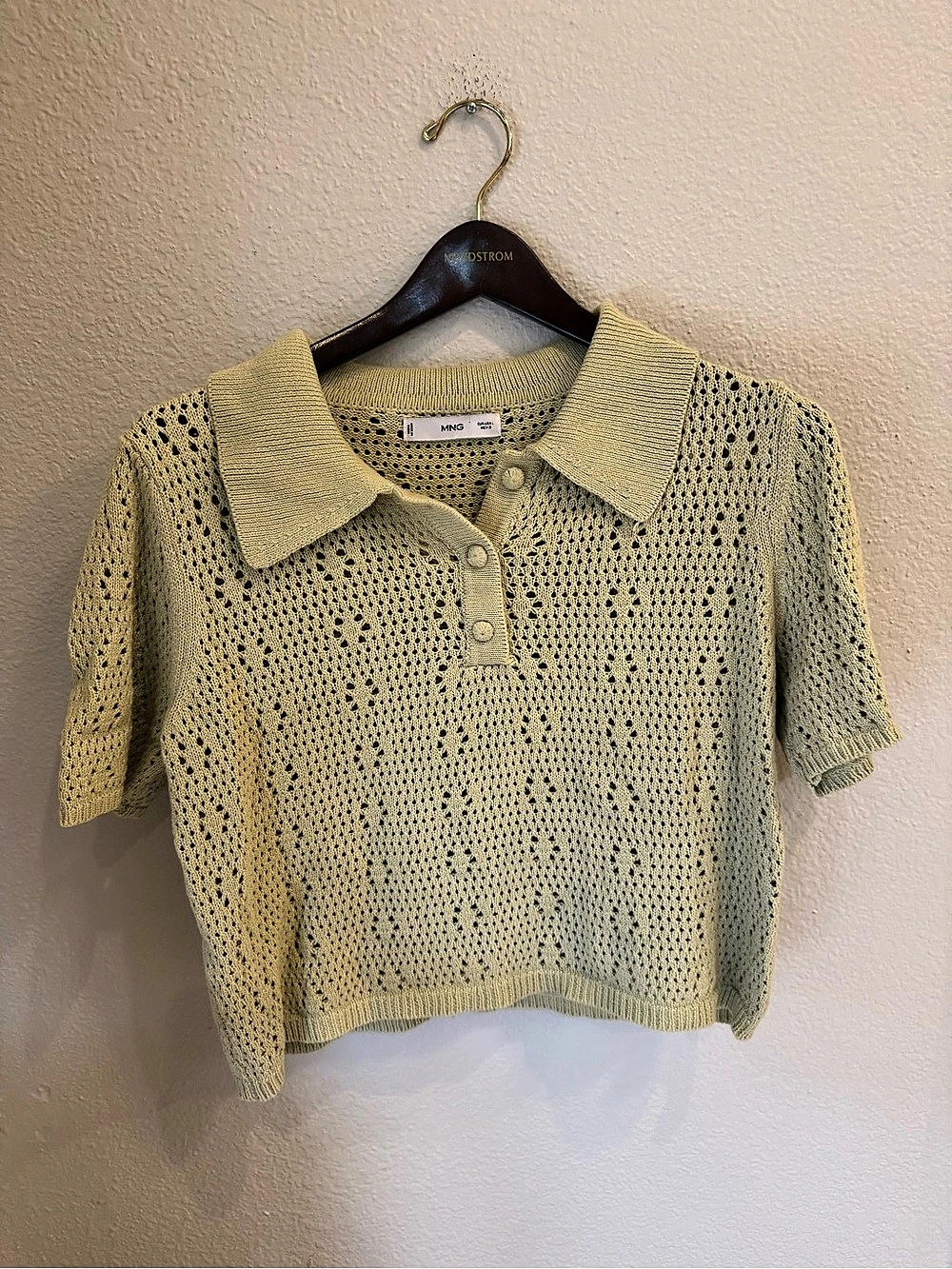 MNG Sage Green Short Sleeve Polo Size L Like New